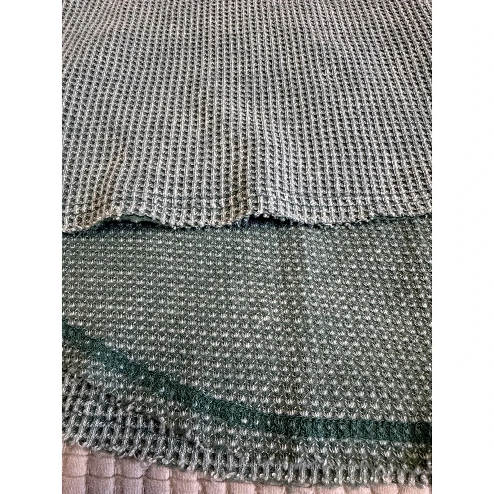 Womens Sage Green Beachy Lightweight Waffle Knit Henley Hoodie Indie Oversized - Picture 10 of 12